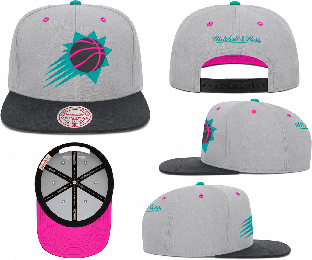 Phoenix Suns Mitchell & Ness Gray Wolf Mags Snapback Hat for Men product image 3, provided for visual reference and product