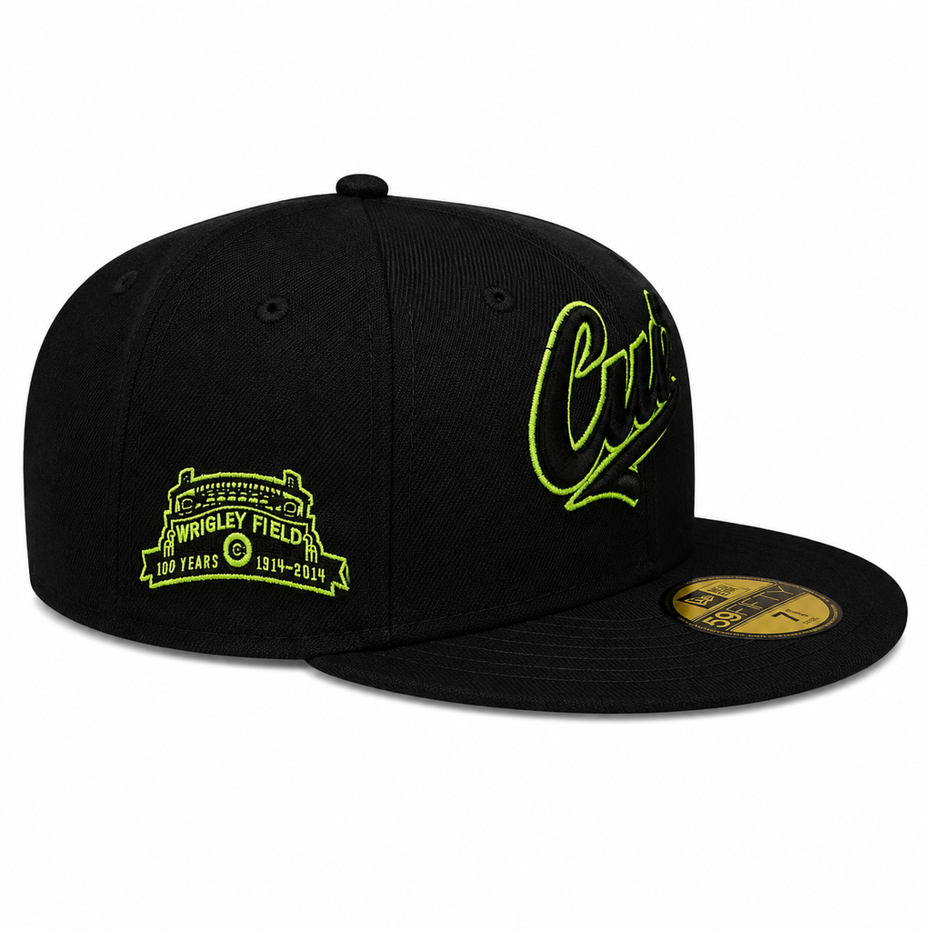 Chicago Cubs New Era Cooperstown Collection Gotham Black & Yellow 59FIFTY Fitted Hat product image 4, provided for visual