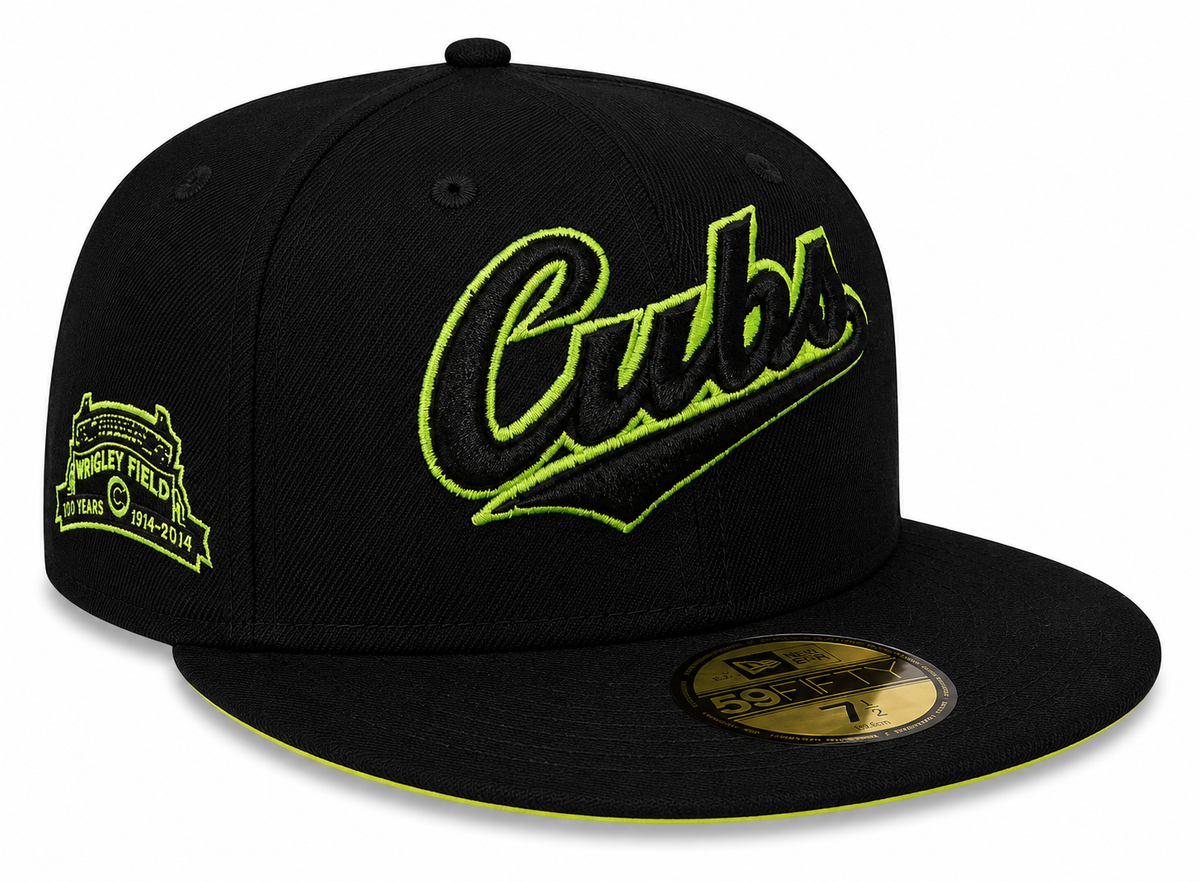 Chicago Cubs New Era Cooperstown Collection Gotham Black & Yellow 59FIFTY Fitted Hat product image 1, provided for visual