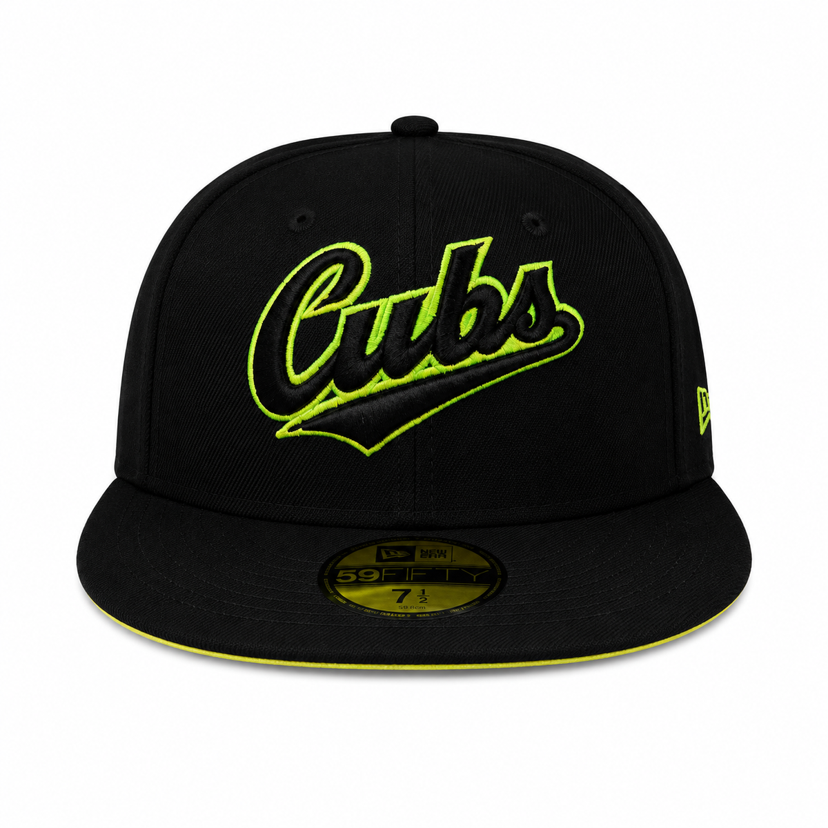 Chicago Cubs New Era Cooperstown Collection Gotham Black & Yellow 59FIFTY Fitted Hat product image 2, provided for visual