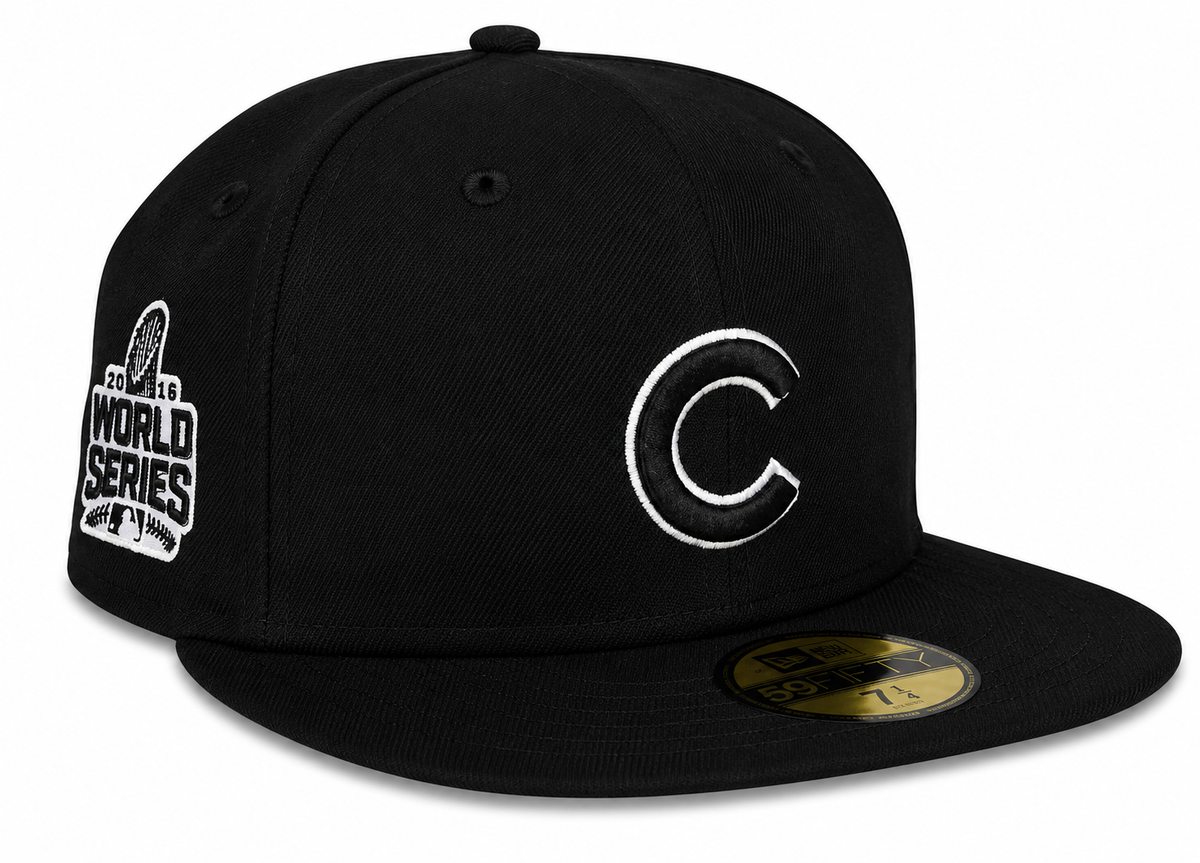 Chicago Cubs New Era 2016 World Series Black 59FIFTY Fitted Hat for Men product image 1, provided for visual reference and