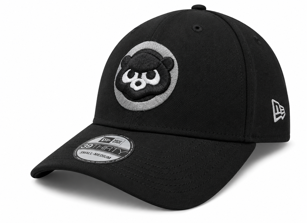 Chicago Cubs New Era Cooperstown Collection Black/Graphite 39THIRTY Flex Hat product image 1, provided for visual reference
