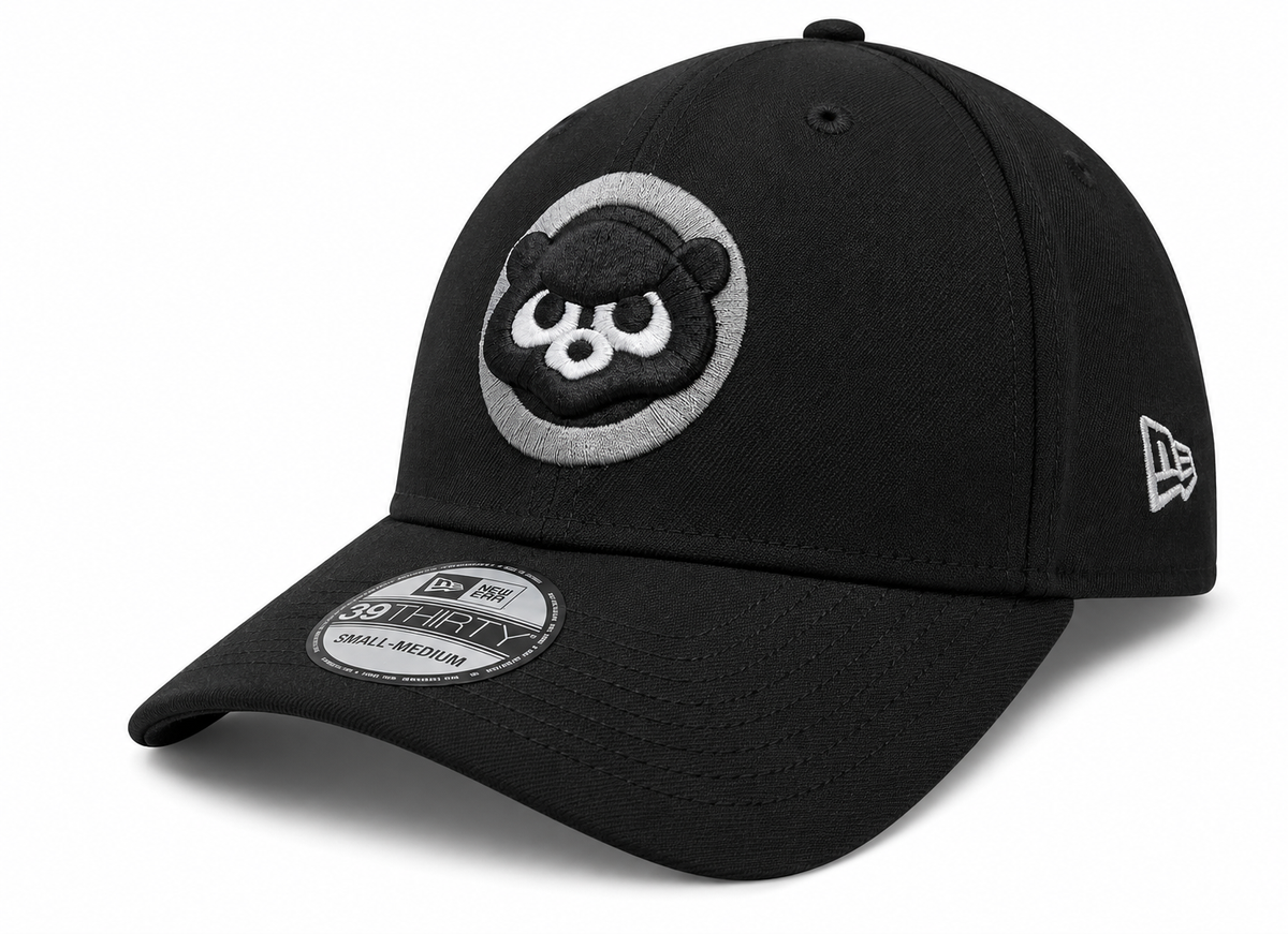 Chicago Cubs New Era Cooperstown Collection Black/Graphite 39THIRTY Flex Hat product image 1, provided for visual reference