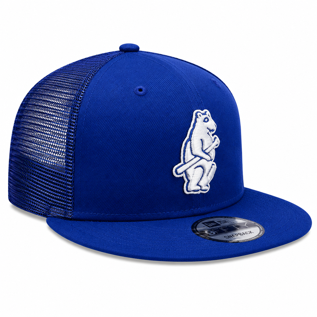 Chicago Cubs New Era Classic Cooperstown Collection Blue 9FIFTY Mesh Trucker Snapback Hat product image 3, provided for