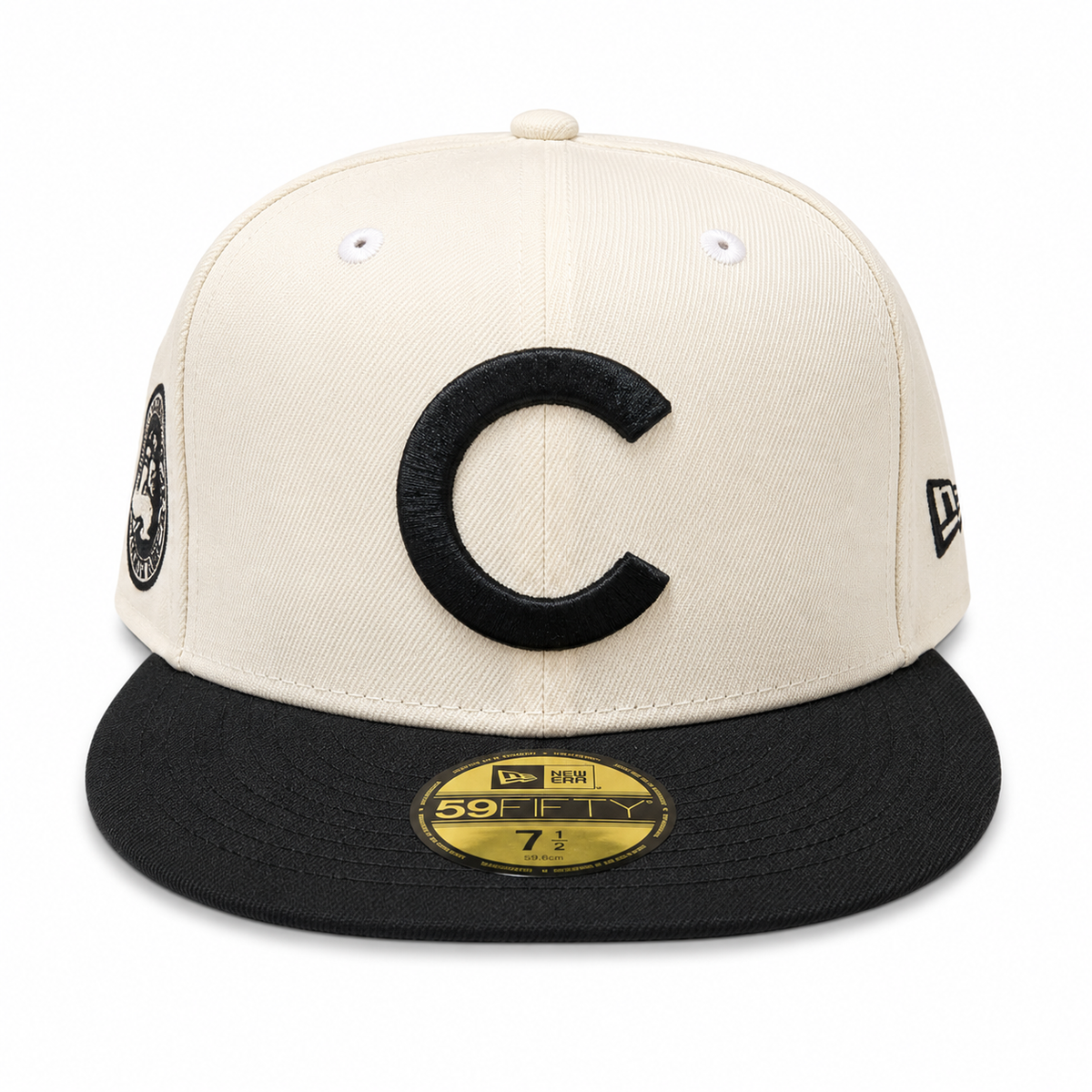 Chicago Cubs 1908 World Series Champions 2 Tone Chrome & Black New Era 59FIFTY Fitted Hat product image 2, provided for
