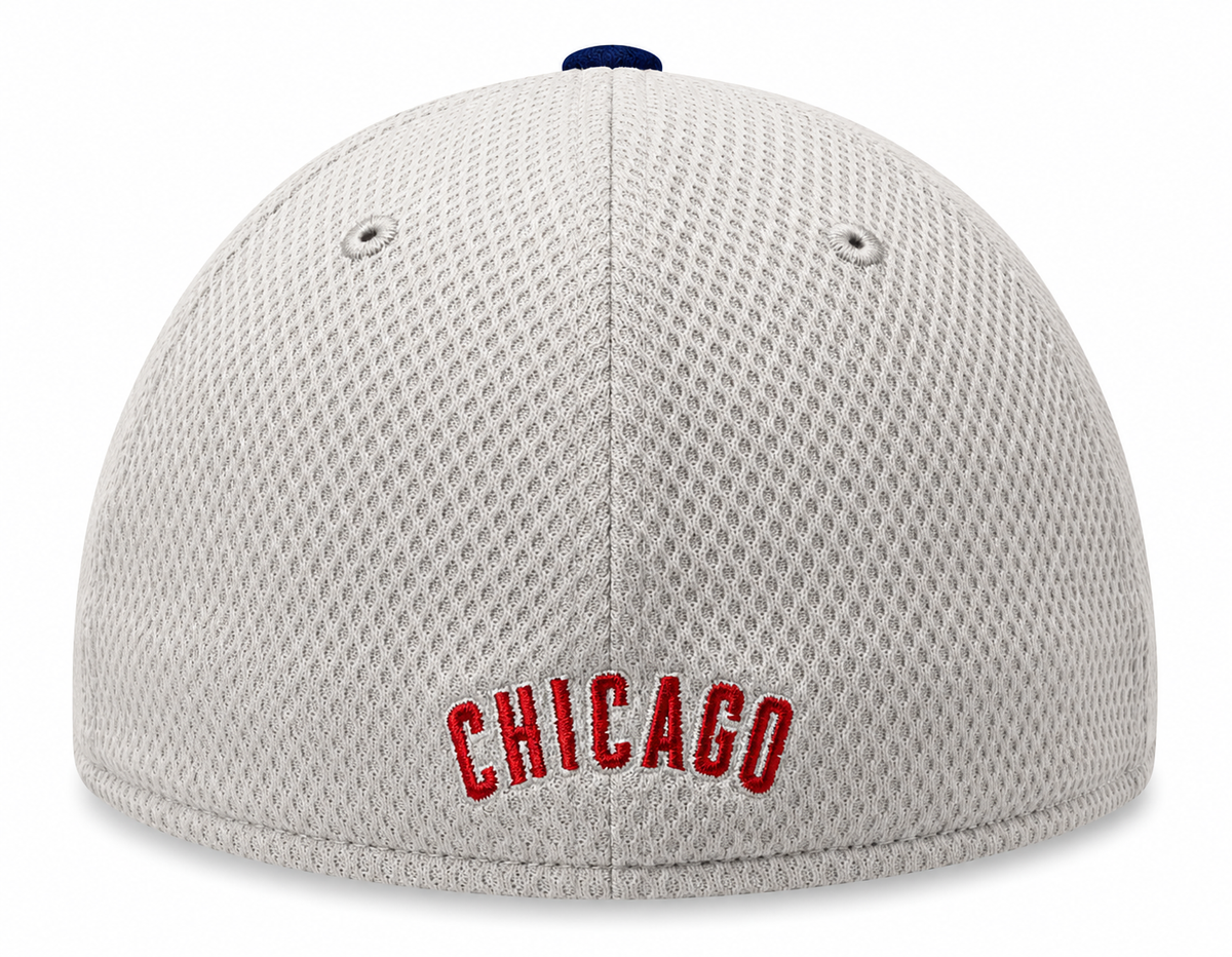 Mens Chicago Cubs Gray And Blue Performance 39THIRTY Flex Fit Hat By New Era product image 2, provided for visual reference