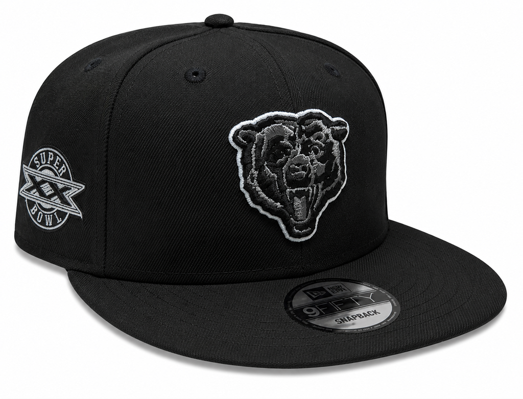 Chicago Bears New Era Super Bowl XX Champions Side Patch Black And Graphite 9FIFTY Snapback Hat product image 1, provided