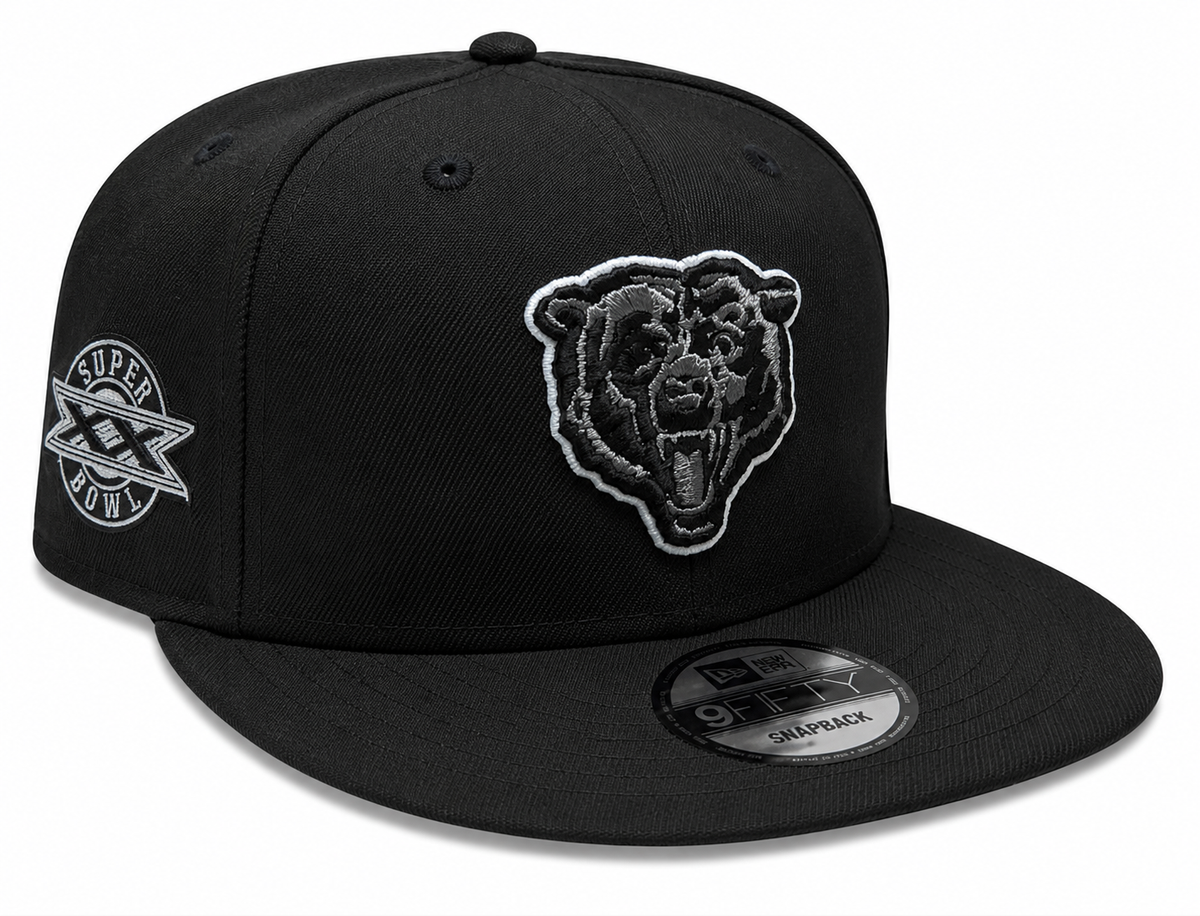Chicago Bears New Era Super Bowl XX Champions Side Patch Black And Graphite 9FIFTY Snapback Hat product image 1, provided