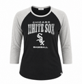 MLB Chicago White Sox Women '47 Brand Black Heatwave Frankie Raglan 3/4 Sleeve T-Shirt product image 1, provided for visual