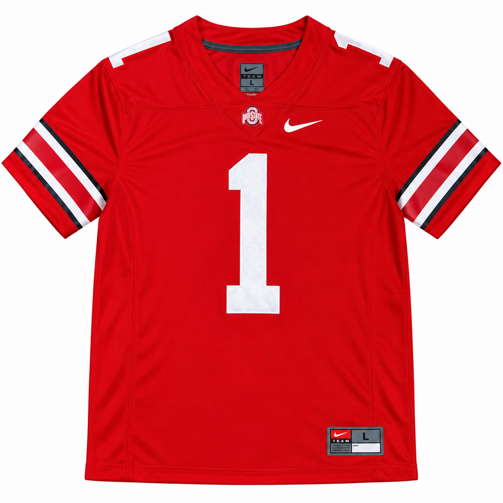Justin Fields Ohio State Buckeyes Scarlet Limited Nike Jersey product image 1, provided for visual reference and product