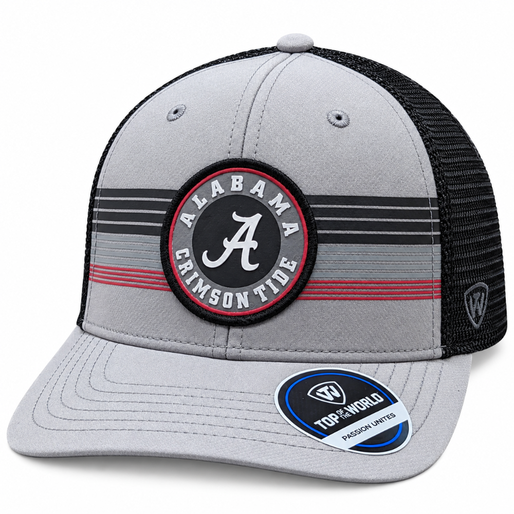 Alabama Crimson Tide Top of the World Gray/Black Trucker Adjustable Snapback Hat product image 1, provided for visual