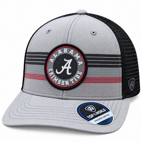 Alabama Crimson Tide Top of the World Gray/Black Trucker Adjustable Snapback Hat product image 1, provided for visual