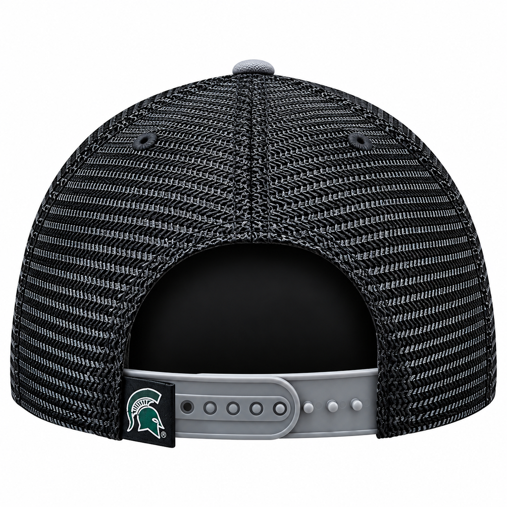 Michigan State Spartans Top of the World Gray/Black Trucker Adjustable Snapback Hat product image 2, provided for visual