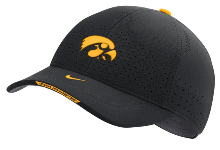Nike Men Iowa Hawkeyes Black AeroBill Swoosh Adjustable Classic 99 Football Sideline Hat product image 1, provided for
