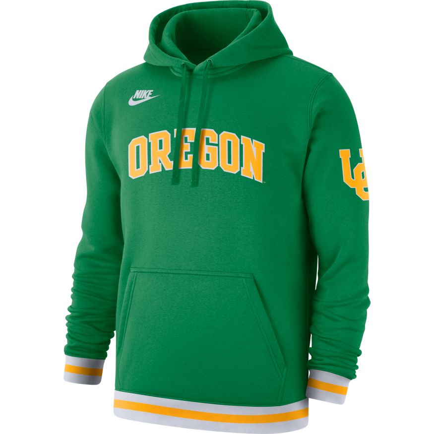 Nike Green Oregon Ducks Retro Fleece Pullover Hoodie for Men product image 1, provided for visual reference and product