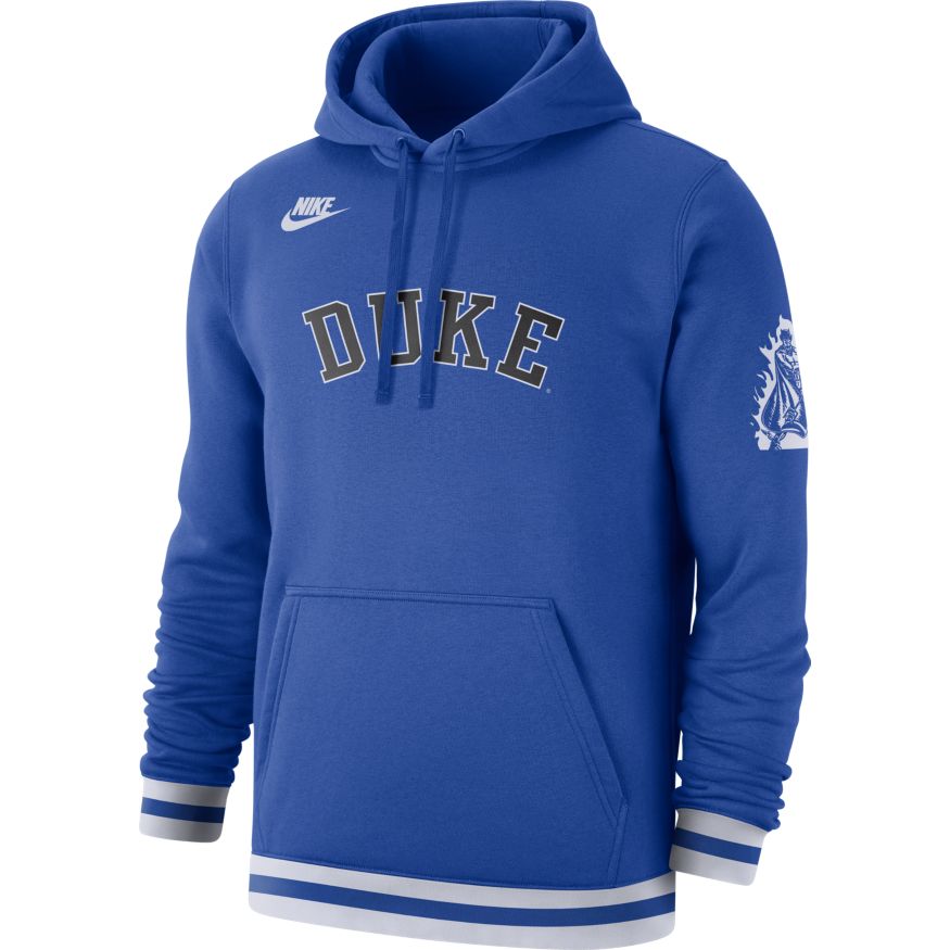 Duke Blue Devils Royal Retro Fleece Hoodie for Men product image 1, provided for visual reference and product detail review