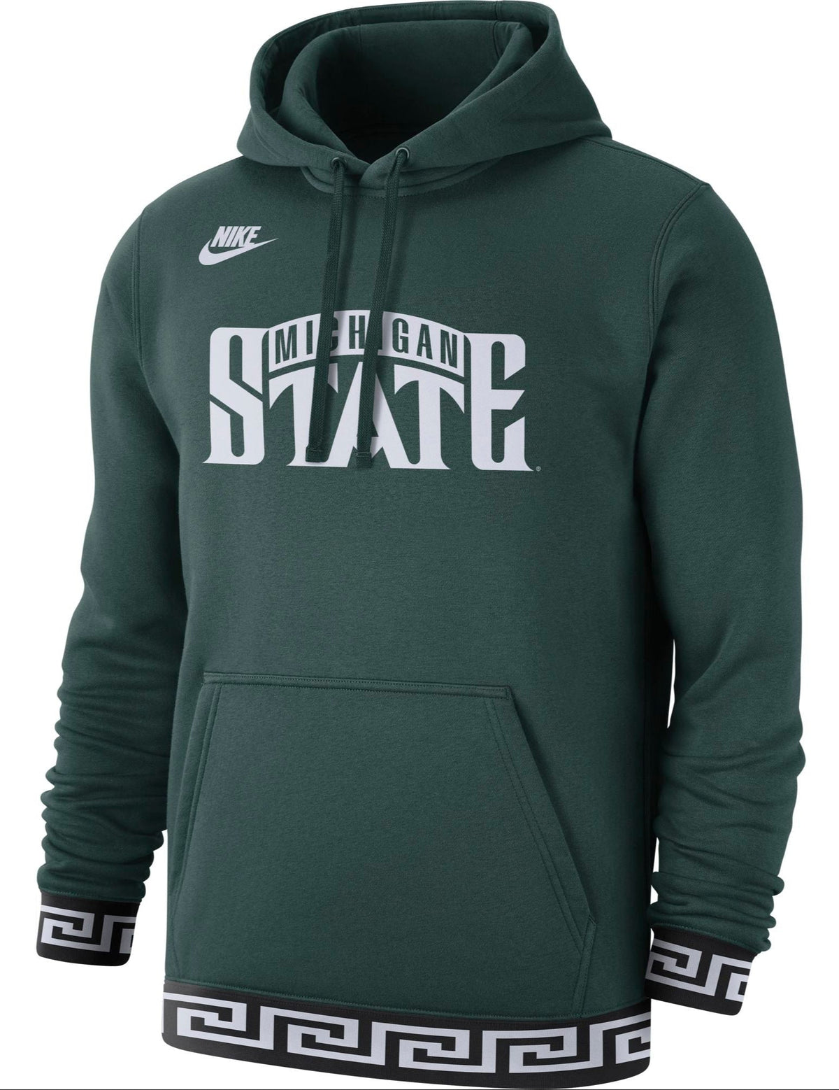 Michigan State Spartans Green Retro Fleece Hoodie for Men product image 1, provided for visual reference and product detail