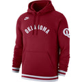Nike Oklahoma Sooners Maroon Retro Fleece Pullover Hoodie for Men product image 1, provided for visual reference and product