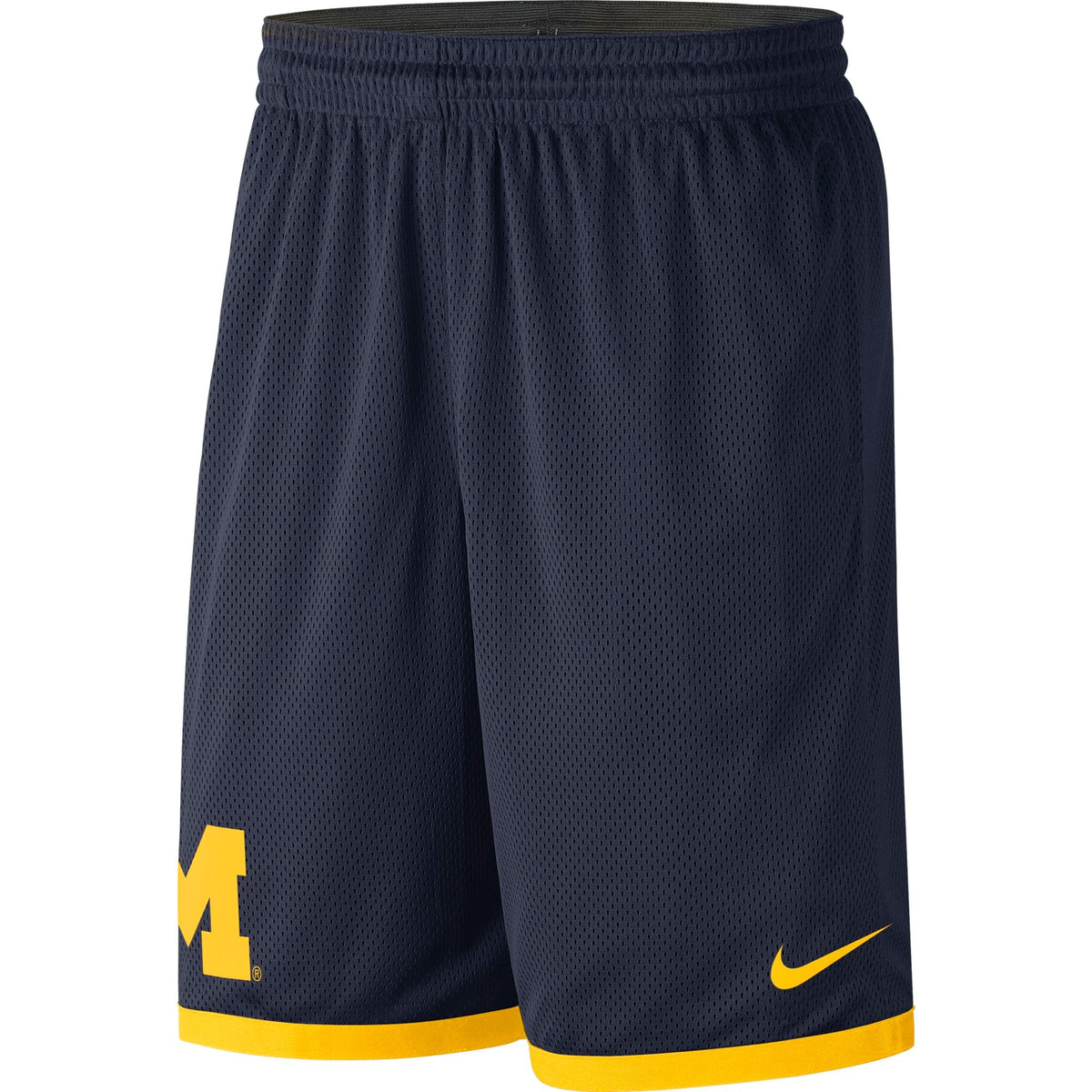 Mens Michigan Wolverines NIKE Navy Mesh Shorts product image 1, provided for visual reference and product detail review