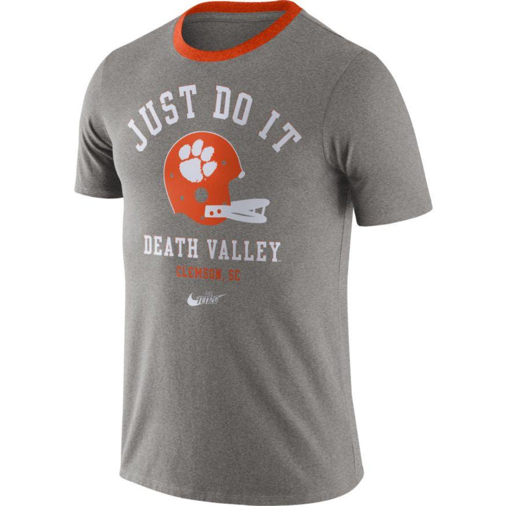 Clemson Tigers Football Gray Vault Helmet Logo T-Shirt By Nike for Men product image 1, provided for visual reference and