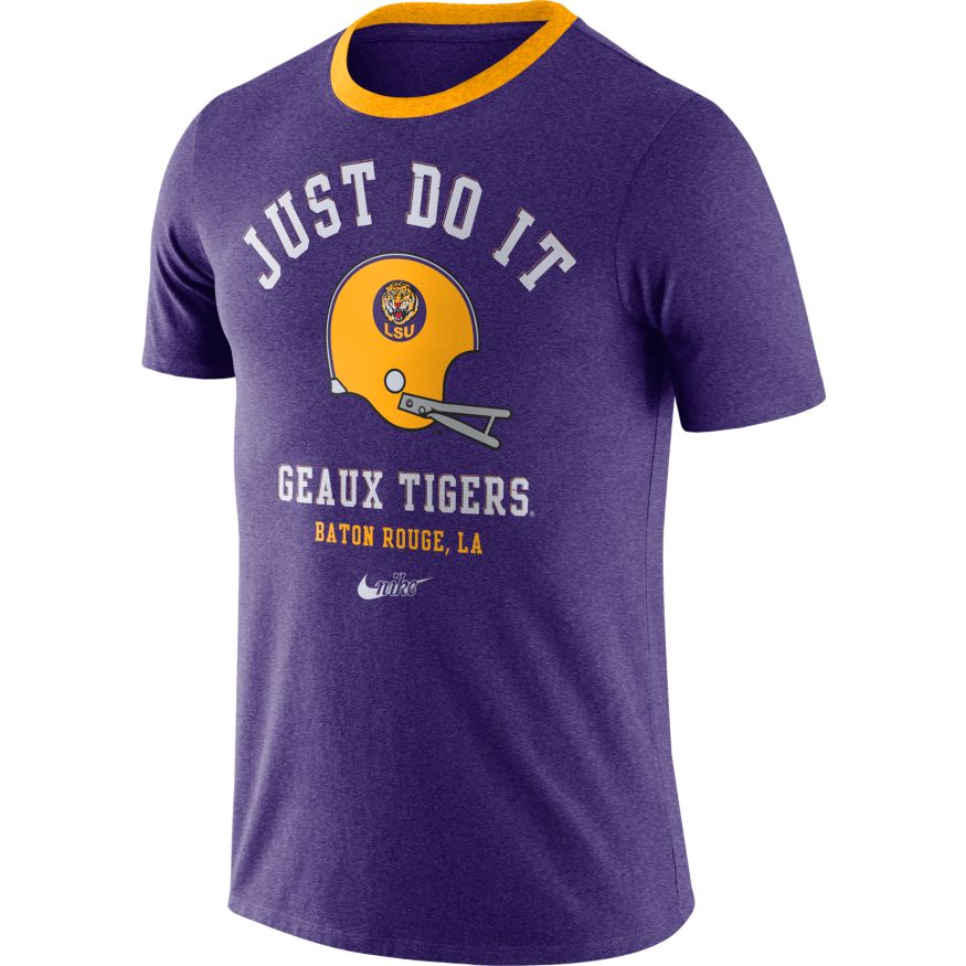 LSU Tigers Football Purple Vault Helmet Logo T-Shirt By Nike for Men product image 1, provided for visual reference and