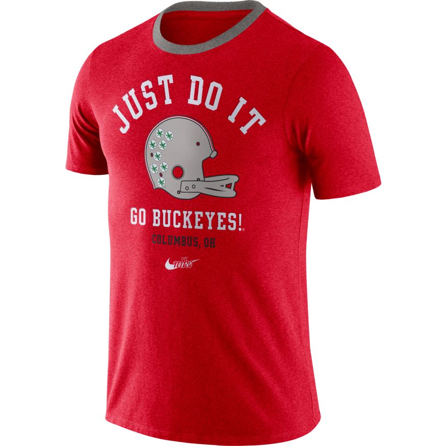 Ohio State Buckeyes Football Scarlet Vault Helmet Logo T-Shirt By Nike for Men product image 1, provided for visual