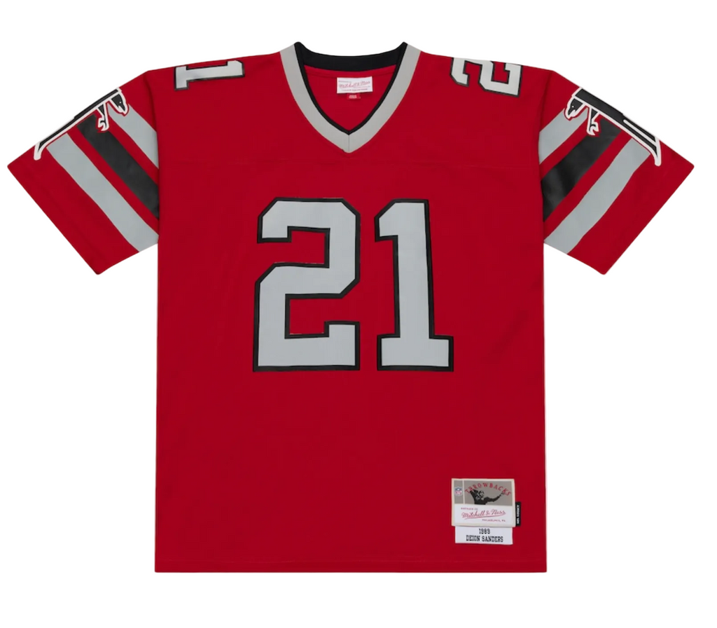 Atlanta Falcons Deion Sanders 1989 Mitchell & Ness Red Legacy Replica Jersey for Men product image 2, provided for visual