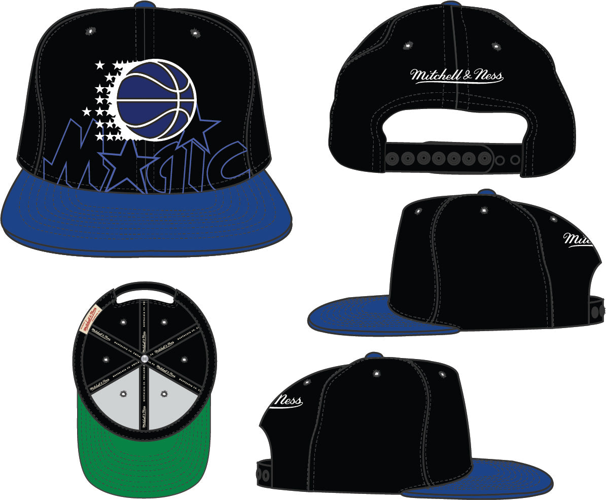 Orlando Magic Mitchell & Ness 2 Tone Black and Royal Low Big Face Hardwood Classics Snapback Hat for Men product image 4,