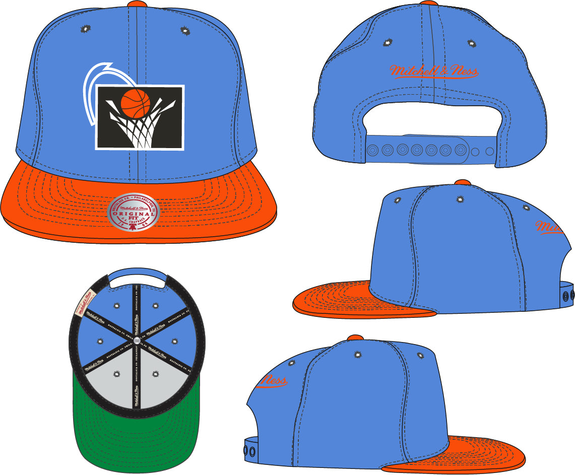 Mens Cleveland Cavaliers 2-Tone Blue/Orange 2.0 HWC Mitchell & Ness Snapback Hat product image 6, provided for visual