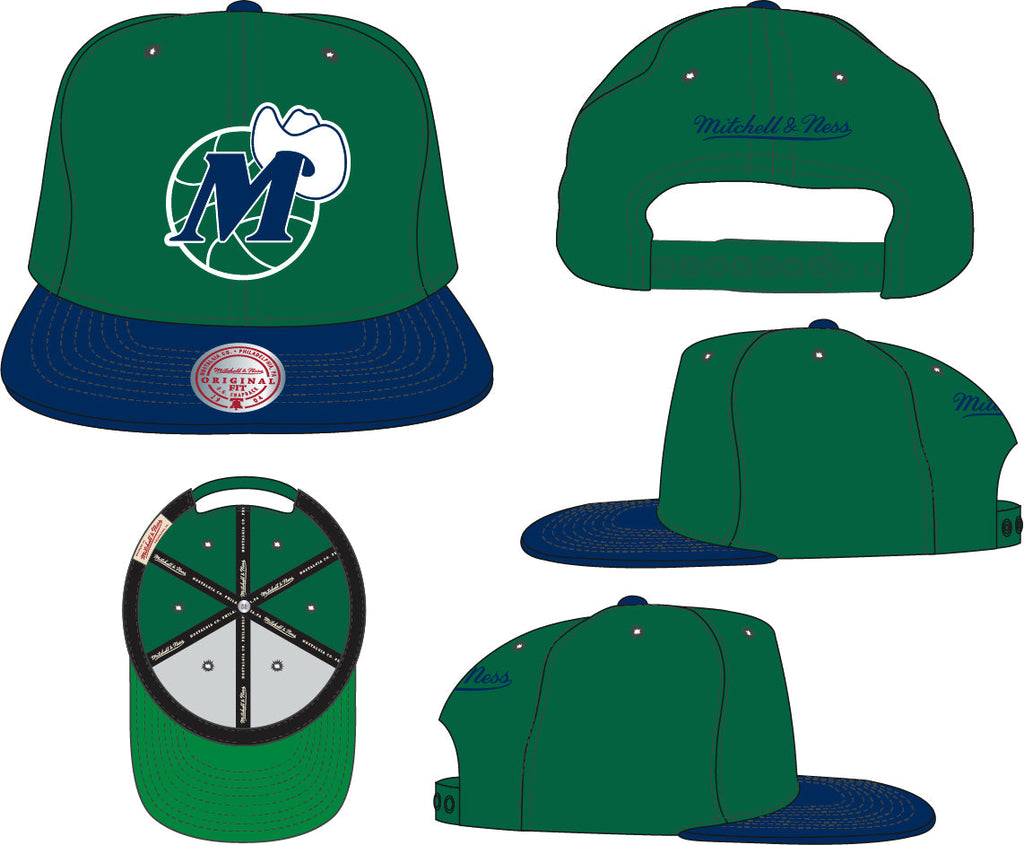 Dallas Mavericks Mitchell & Ness 2 Tone 2.0 Snapback Hat for Men product image 3, provided for visual reference and product