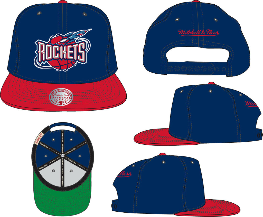 Houston Rockets HWC Ground 2-Tone 2.0 Navy/Red Mitchell & Ness Snapback Hat product image 2, provided for visual reference