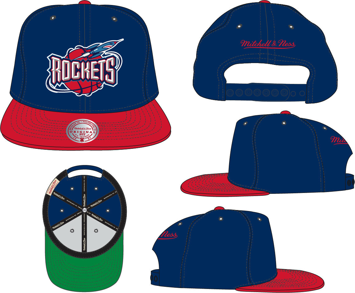 Houston Rockets HWC Ground 2-Tone 2.0 Navy/Red Mitchell & Ness Snapback Hat product image 2, provided for visual reference