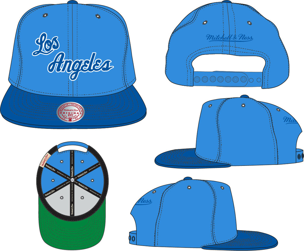 Mens NBA Los Angeles Lakers Blue 2-Tone 2.0 Snapback Hat By Mitchell And Ness product image 4, provided for visual reference