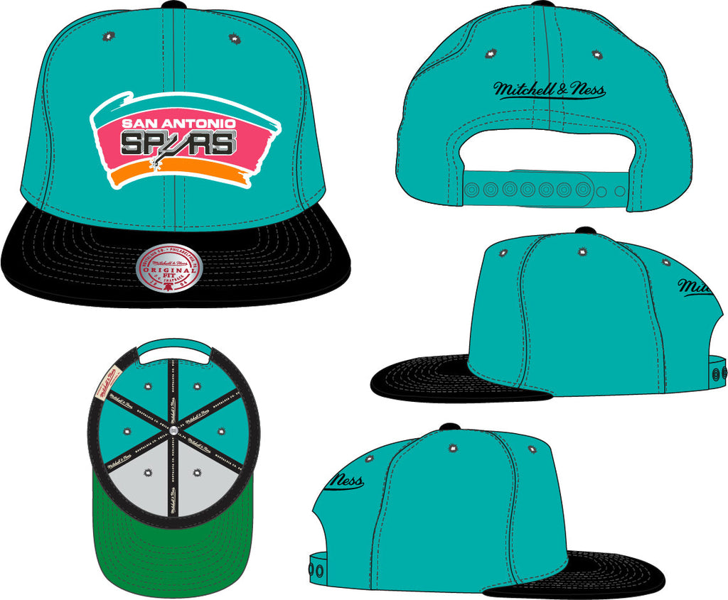 Mitchell & Ness San Antonio Spurs 2-Tone Teal 2.0 Adjustable Snapback Hat for Men product image 4, provided for visual