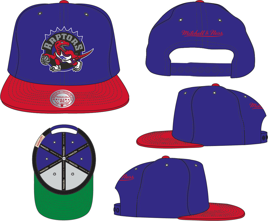 Toronto Raptors 2-Tone 2.0 Purple/Red Snapback Hat By Mitchell & Ness for Men product image 2, provided for visual reference