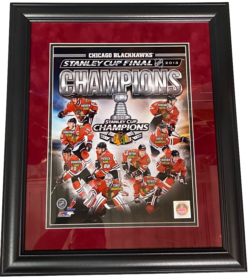 Chicago Blackhawks 2015 Stanley Cup Team Collage 18" x 21" Framed Photo product image 1, provided for visual reference and