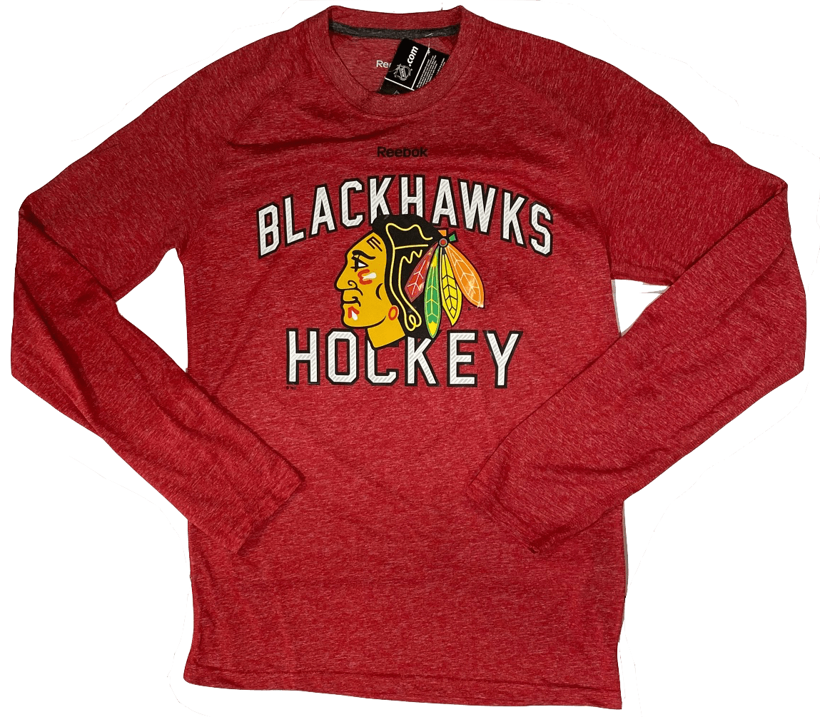 Reebok Chicago Blackhawks NHL Red Open Net Adult Long Sleeve Shirt product image 1, provided for visual reference and