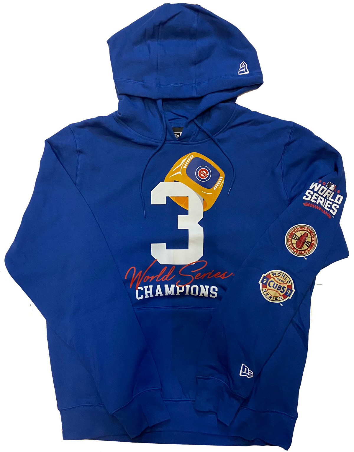 Mens Chicago Cubs New Era 3 Rings World Series Champions Hoodie product image 1, provided for visual reference and product