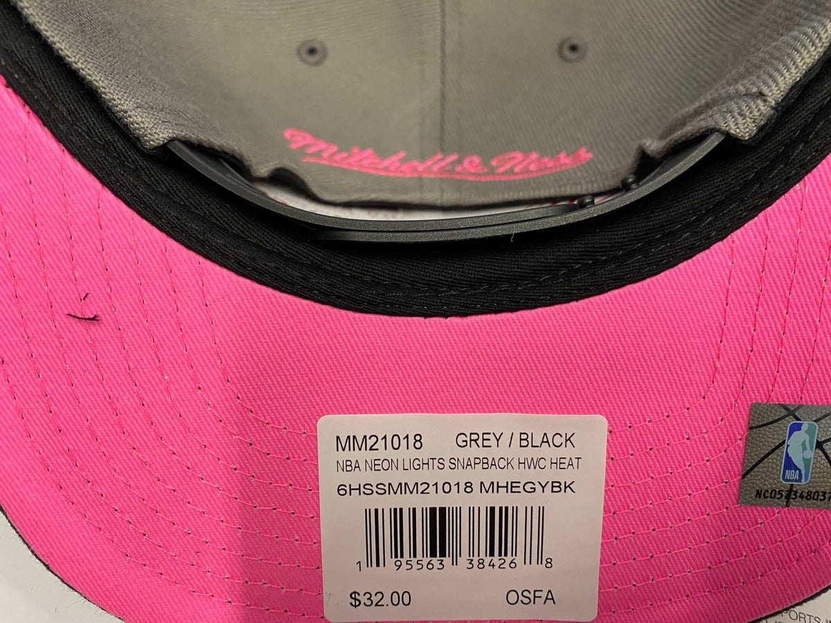 Vancouver Grizzlies Mitchell & Ness NBA Neon Lights Gray/Pink Adjustable Snapback Hat for Men product image 3, provided for