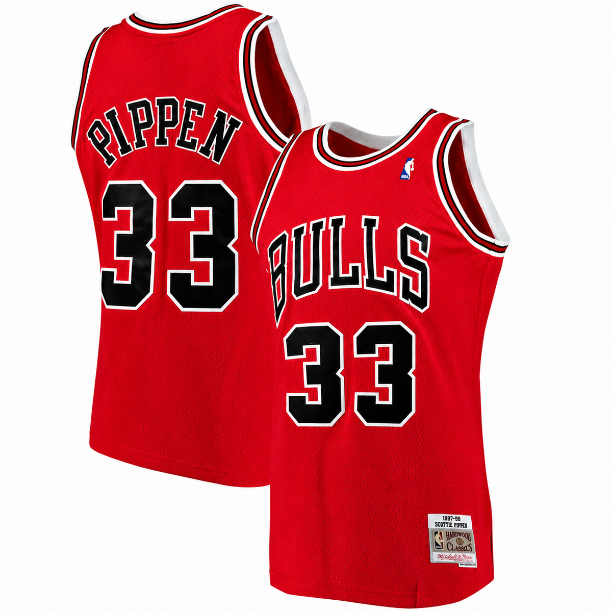Mens Chicago Bulls Scottie Pippen Mitchell & Ness Red 1997-98 Hardwood Classics Swingman Jersey product image 1, provided