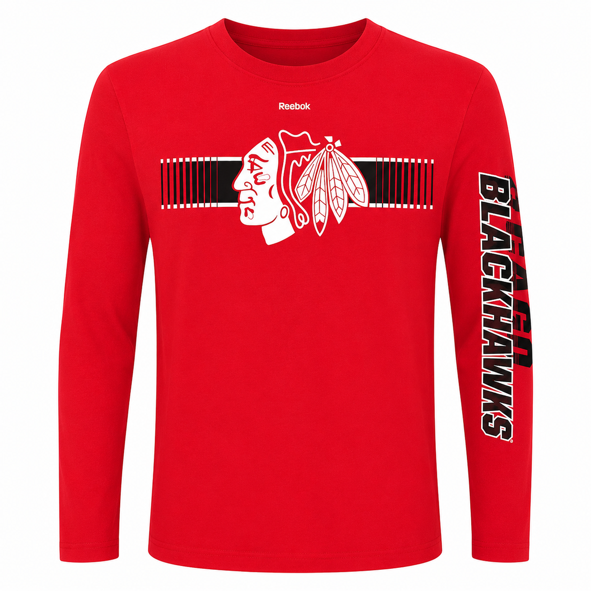 Youth Chicago Blackhawks Reebok NHL Blinder Long Sleeve T-Shirt product image 1, provided for visual reference and product