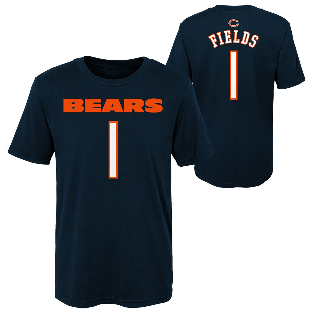 Youth Justin Fields Chicago Bears Navy Mainliner Name And Number Shirt product image 1, provided for visual reference and