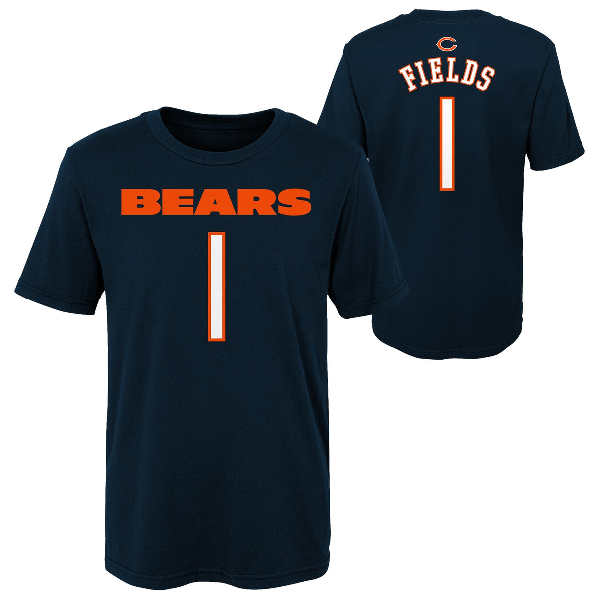 Youth Justin Fields Chicago Bears Navy Mainliner Name And Number Shirt product image 1, provided for visual reference and