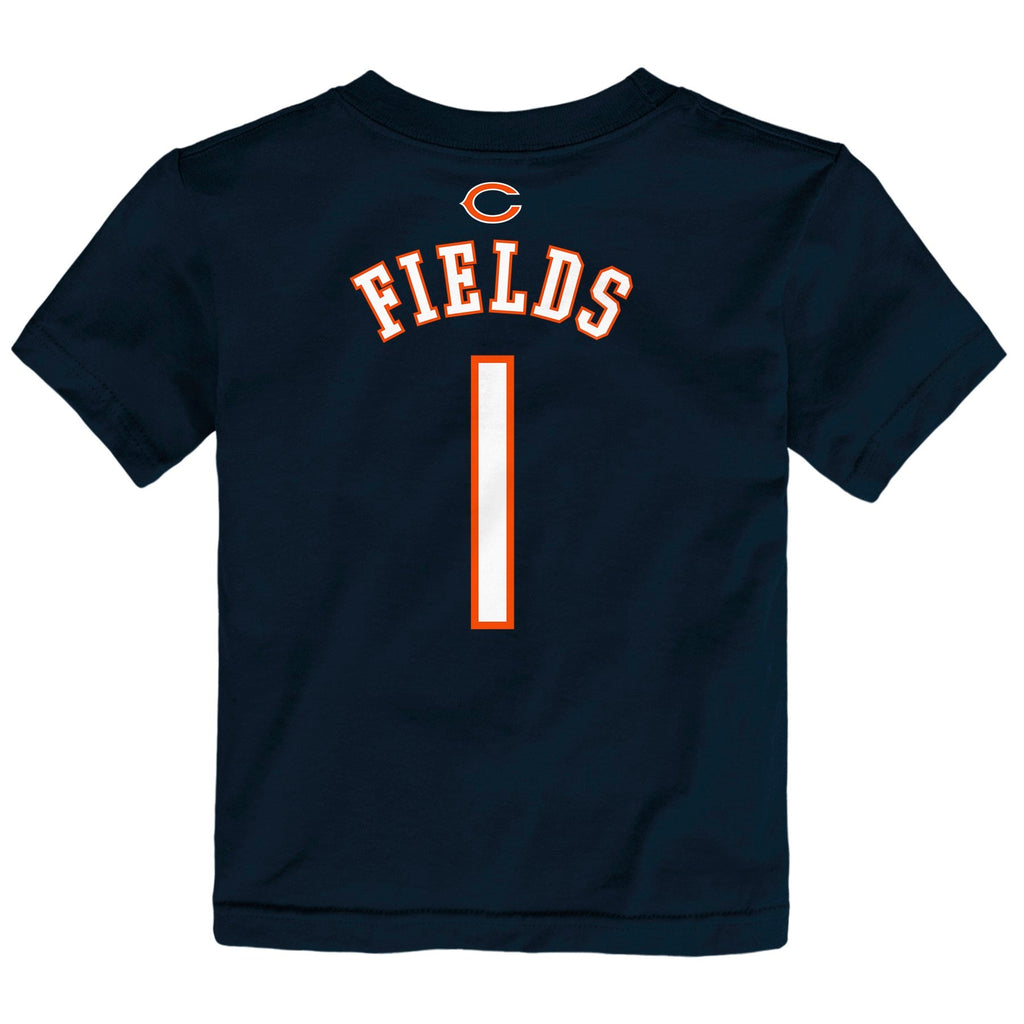 Kids Justin Fields Chicago Bears Navy Mainliner Name And Number Shirt product image 2, provided for visual reference and