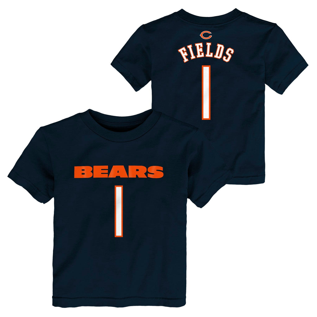 Kids Justin Fields Chicago Bears Navy Mainliner Name And Number Shirt product image 1, provided for visual reference and
