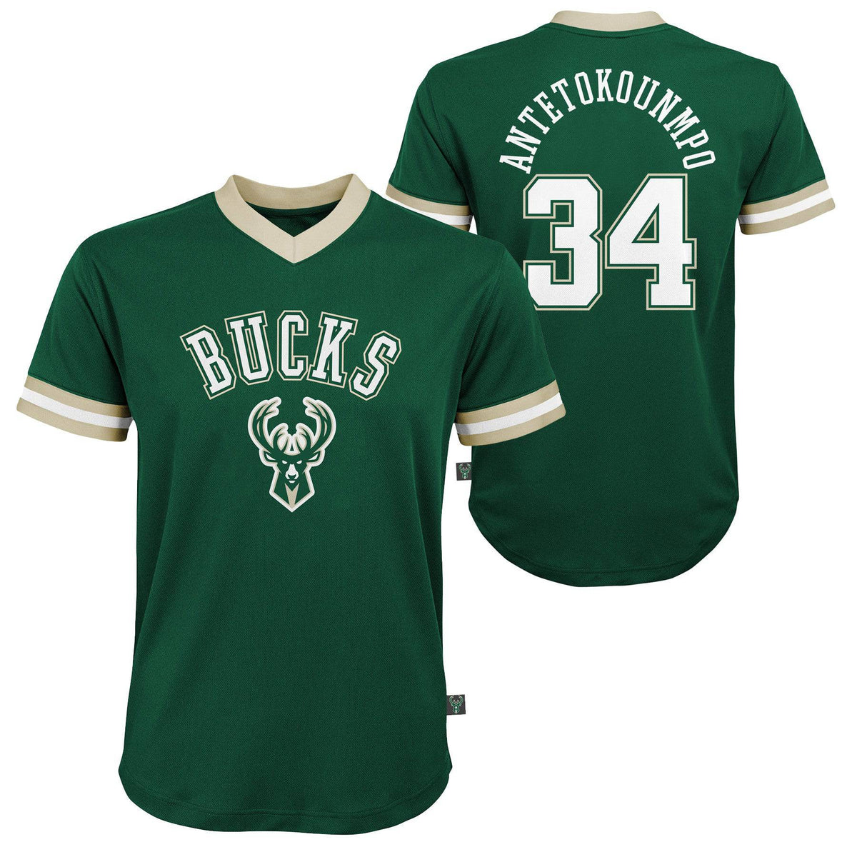 Youth Giannis Antetokounmpo Milwaukee Bucks V-Neck Replica Jersey product image 1, provided for visual reference and product