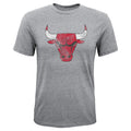 Chicago Bulls Youth Short Sleeve Distressed Heather Gray Tri-Blend T-Shirt product image 1, provided for visual reference