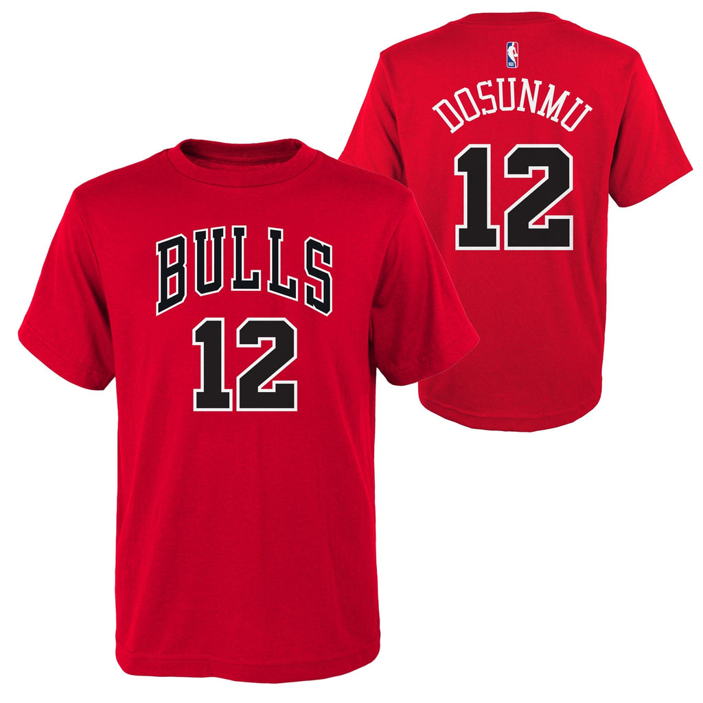 Youth Chicago Bulls Ayo Dosunmu Red NBA Player Name And Number T-Shirt product image 1, provided for visual reference and