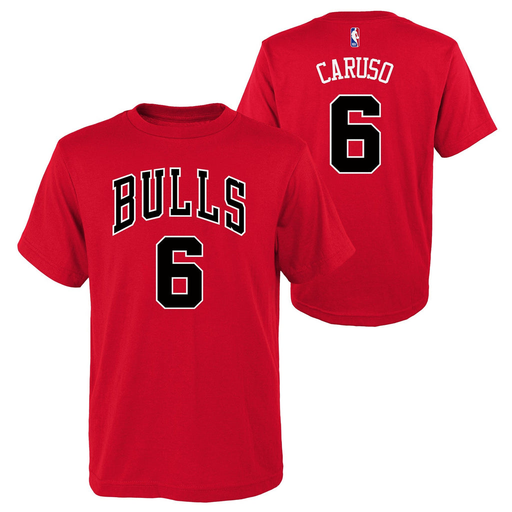 Youth Chicago Bulls Alex Caruso Red NBA Player Name And Number T-Shirt product image 1, provided for visual reference and