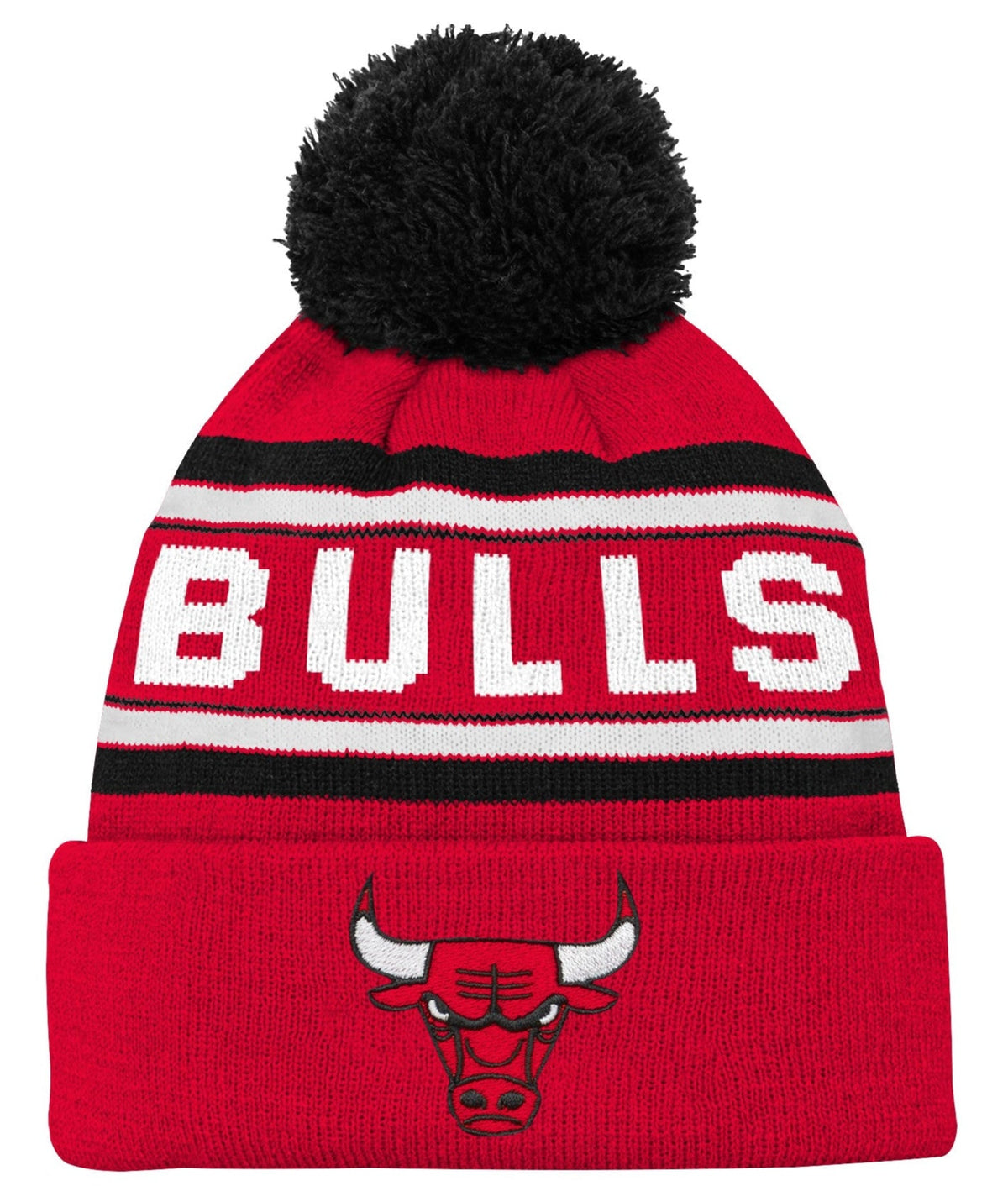 Youth Chicago Bulls Red NBA Cuff Pom Knit product image 1, provided for visual reference and product detail review